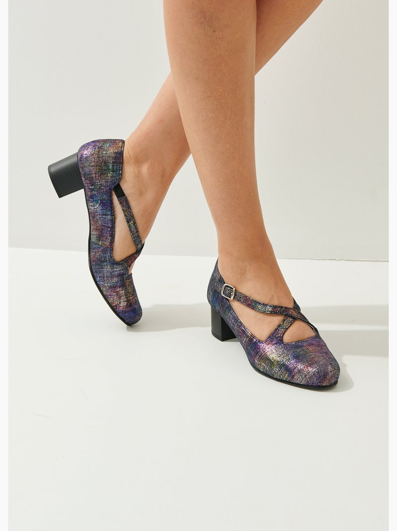 Escarpins largeur confort cuir - Afibel Bleu - Kiabi