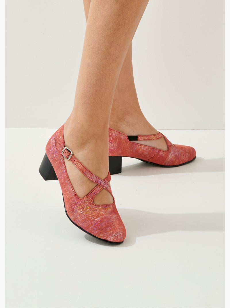 Escarpins largeur confort cuir - Afibel Rose - Kiabi