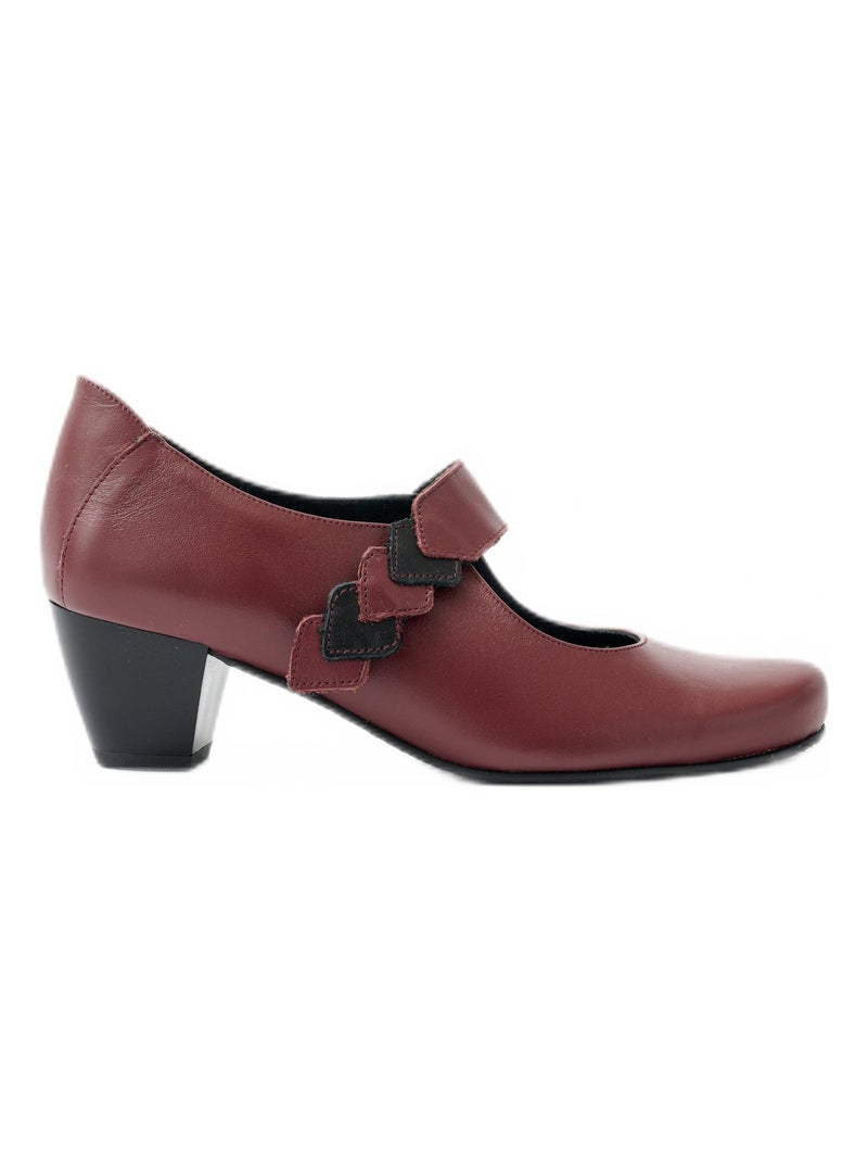 Escarpins largeur confort cuir à talon - Afibel Rouge - Kiabi