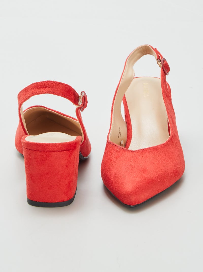 Escarpins ouverts à bout pointu Rouge - Kiabi
