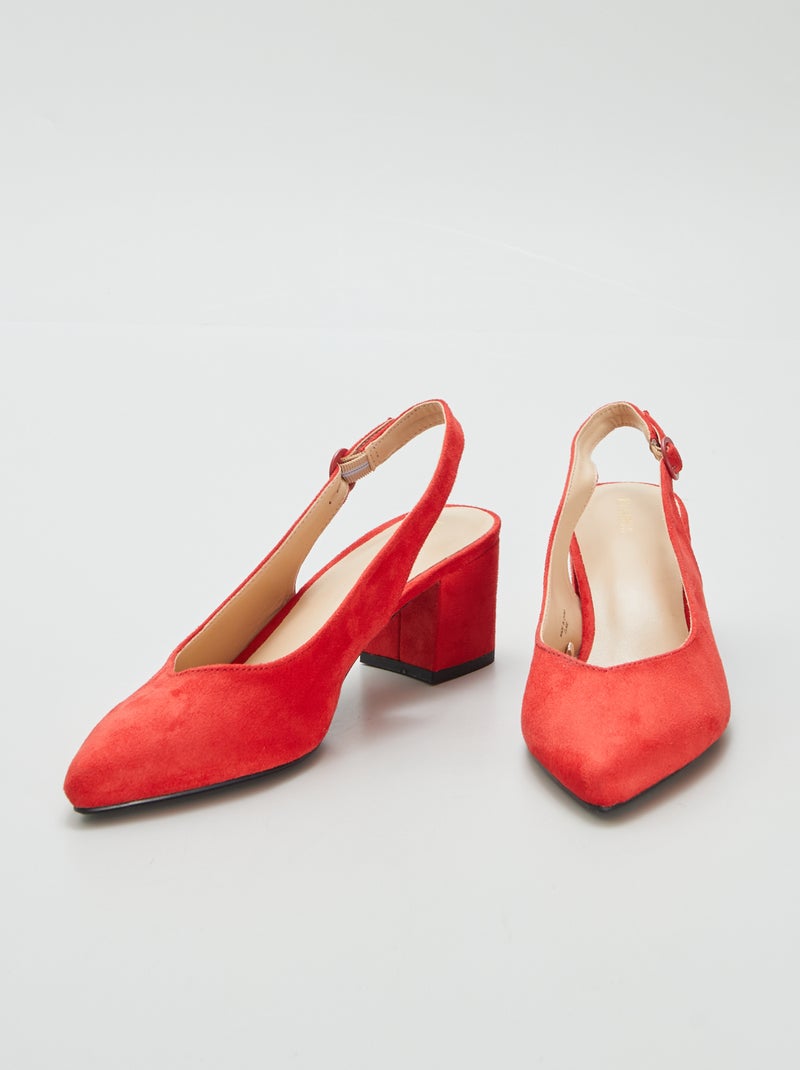 Escarpins ouverts à bout pointu Rouge - Kiabi