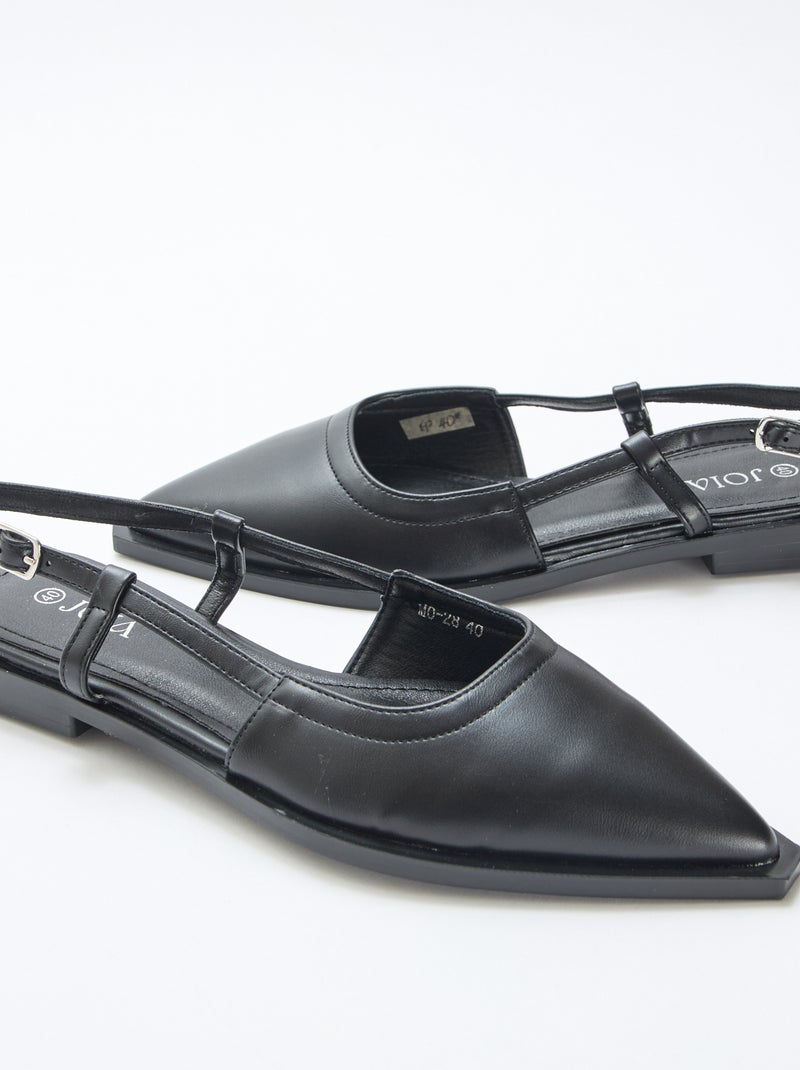 Escarpins ouverts à talon plat Noir - Kiabi