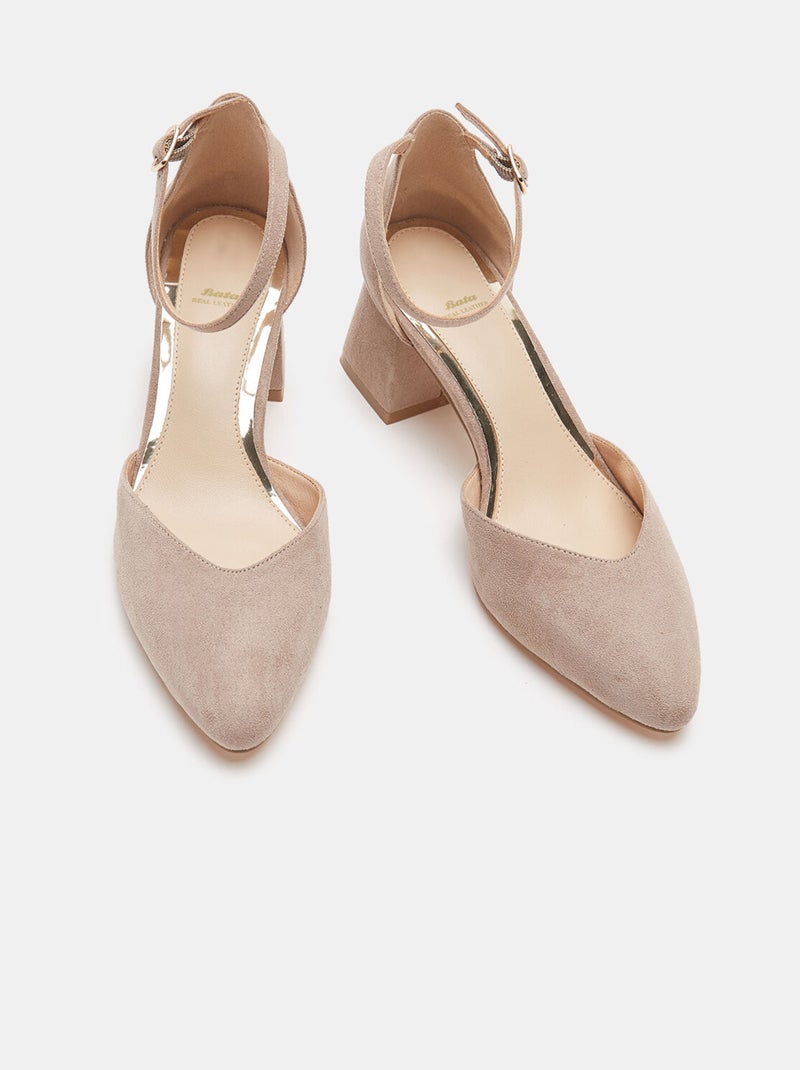 Escarpins pointus à talon carré BATA Beige - Kiabi
