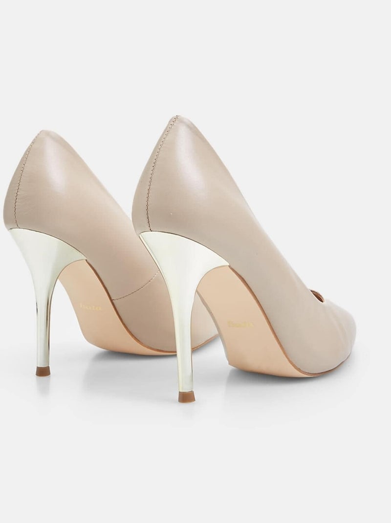 Escarpins pointus en cuir talon aiguille doré BATA Rose - Kiabi