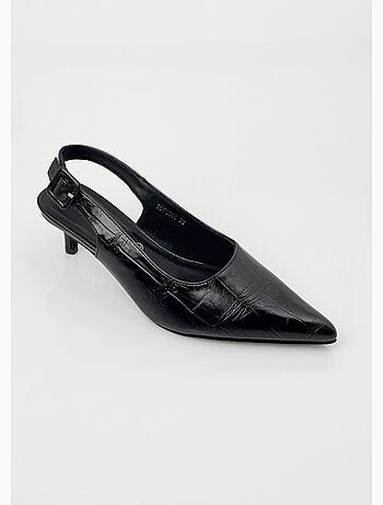 Escarpins sling back, simili cuir plissé - afibel
