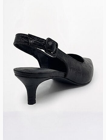 Escarpins sling back, simili cuir plissé - afibel