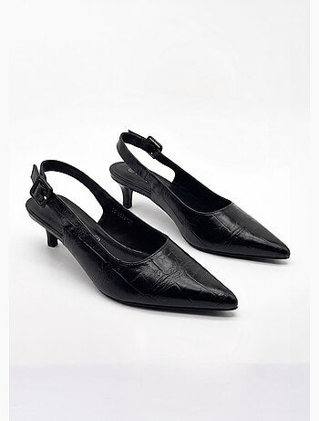 Escarpins sling back, simili cuir plissé - afibel