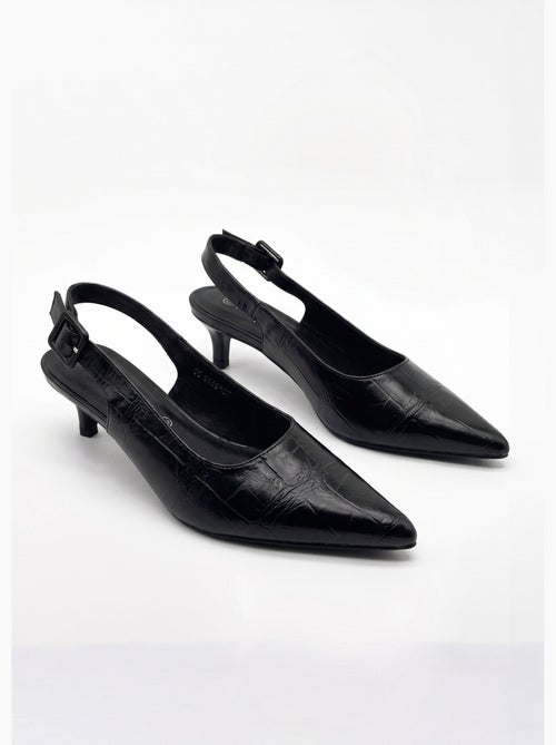 Escarpins sling back, simili cuir plissé - afibel - Kiabi Escarpins sling back, simili cuir plissé - afibel - Kiabi