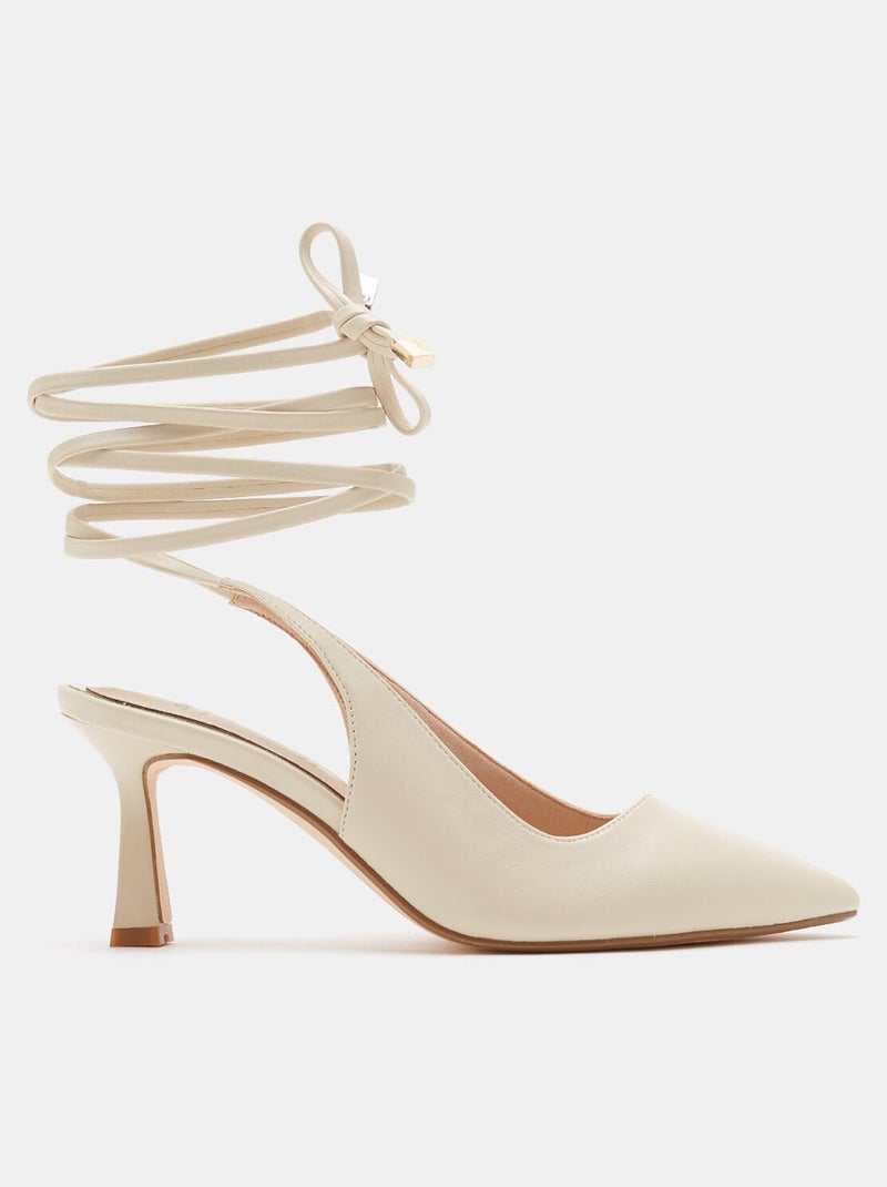 Escarpins slingback à lacets BATA Beige - Kiabi