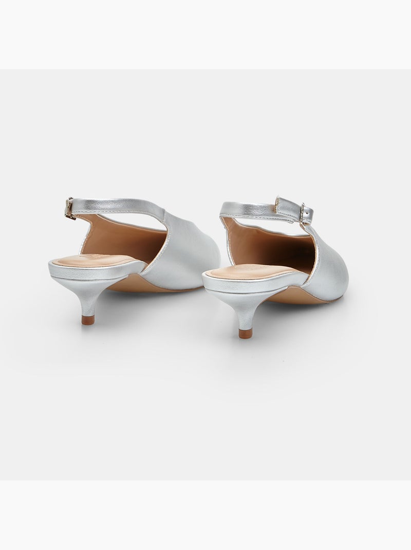 Escarpins slingback avec bride réglable Bata Argent - Kiabi