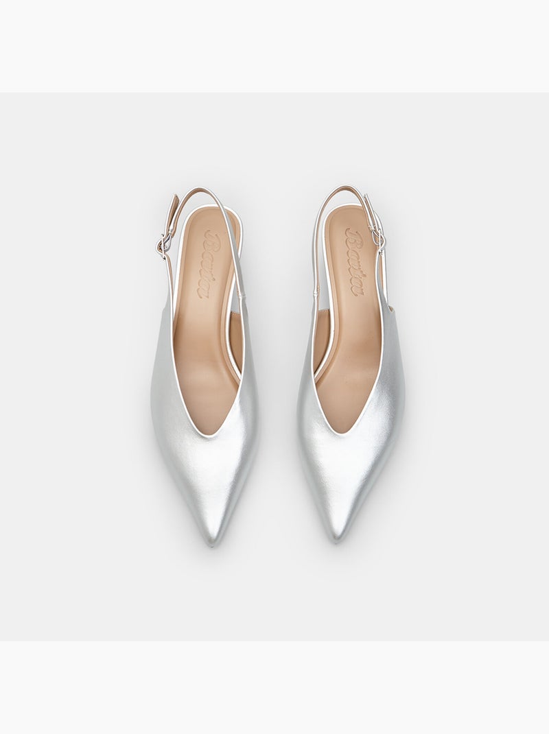Escarpins slingback avec bride réglable Bata Argent - Kiabi