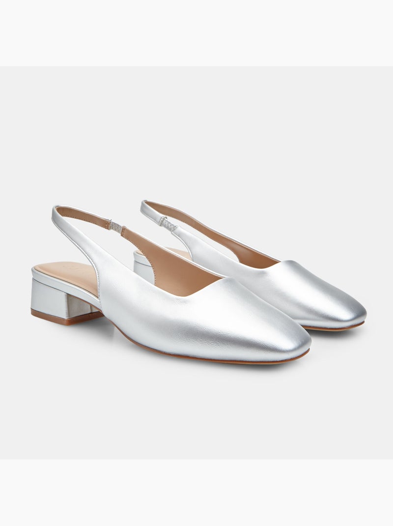 Escarpins slingback avec talon bloc Argent - Kiabi