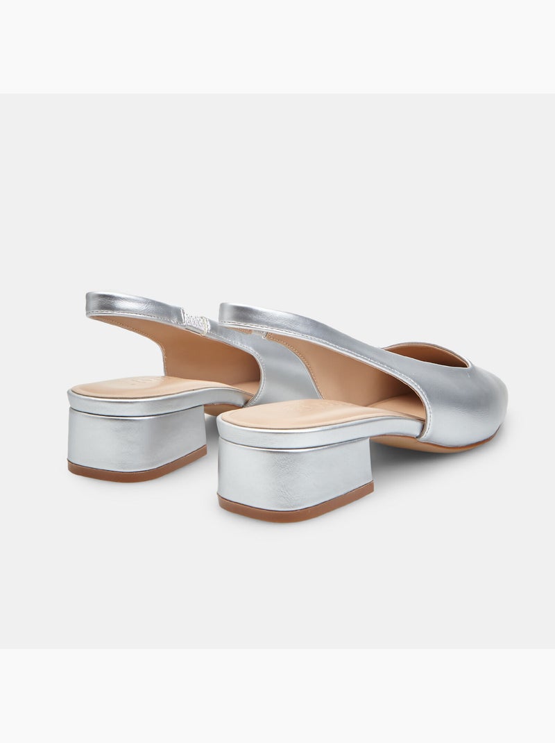Escarpins slingback avec talon bloc Argent - Kiabi