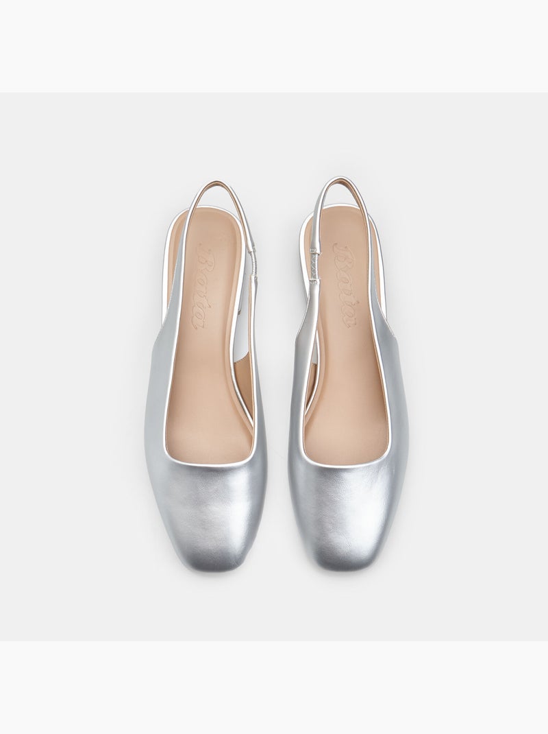 Escarpins slingback avec talon bloc Argent - Kiabi
