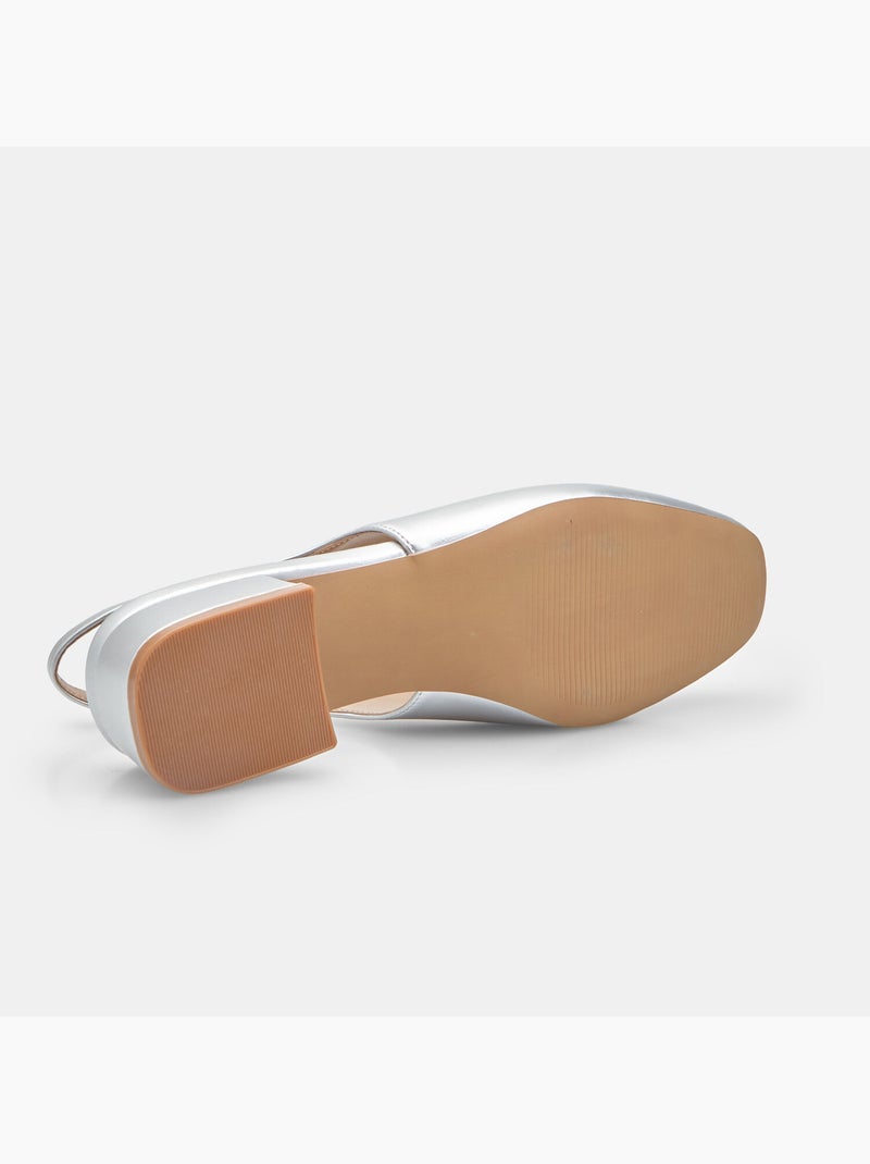Escarpins slingback avec talon bloc Argent - Kiabi
