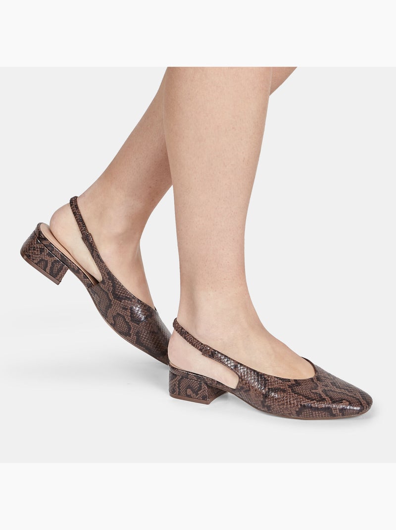 Escarpins slingback avec talon bloc Marron - Kiabi