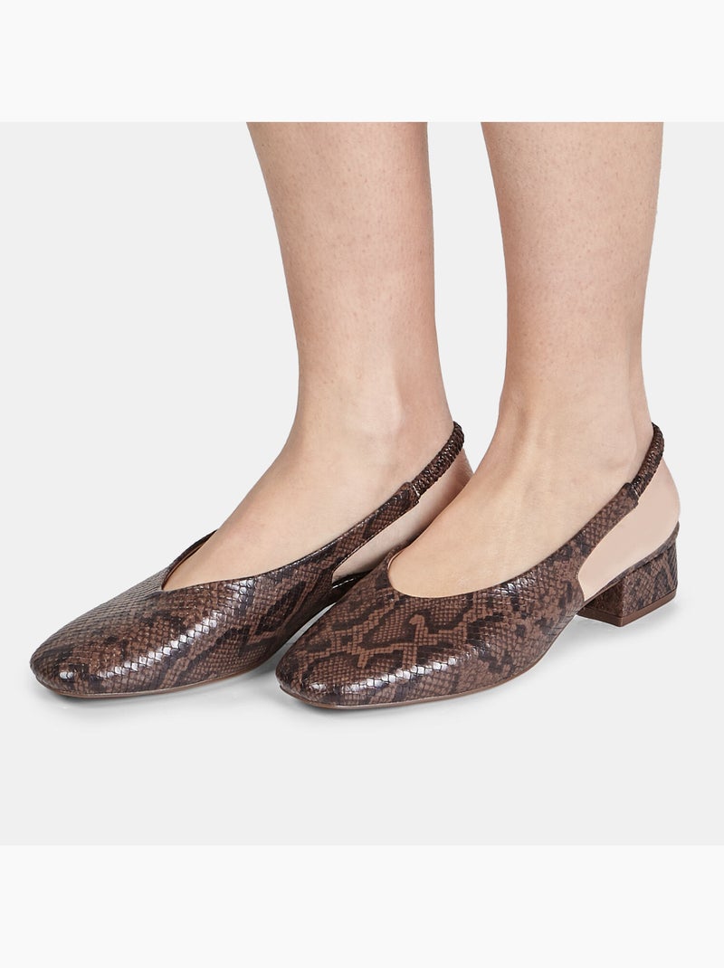 Escarpins slingback avec talon bloc Marron - Kiabi
