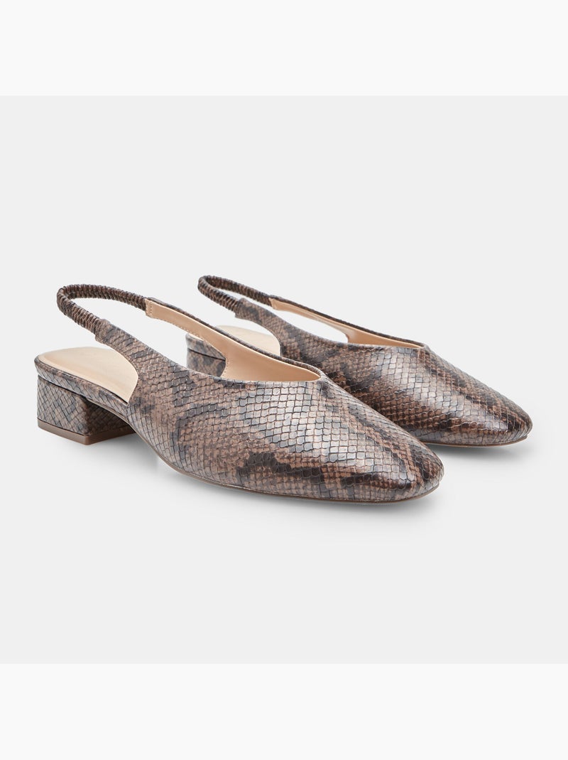 Escarpins slingback avec talon bloc Marron - Kiabi