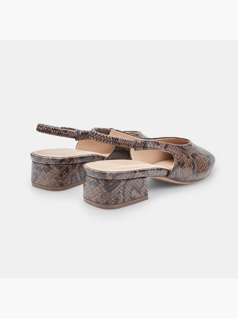 Escarpins slingback avec talon bloc Marron - Kiabi