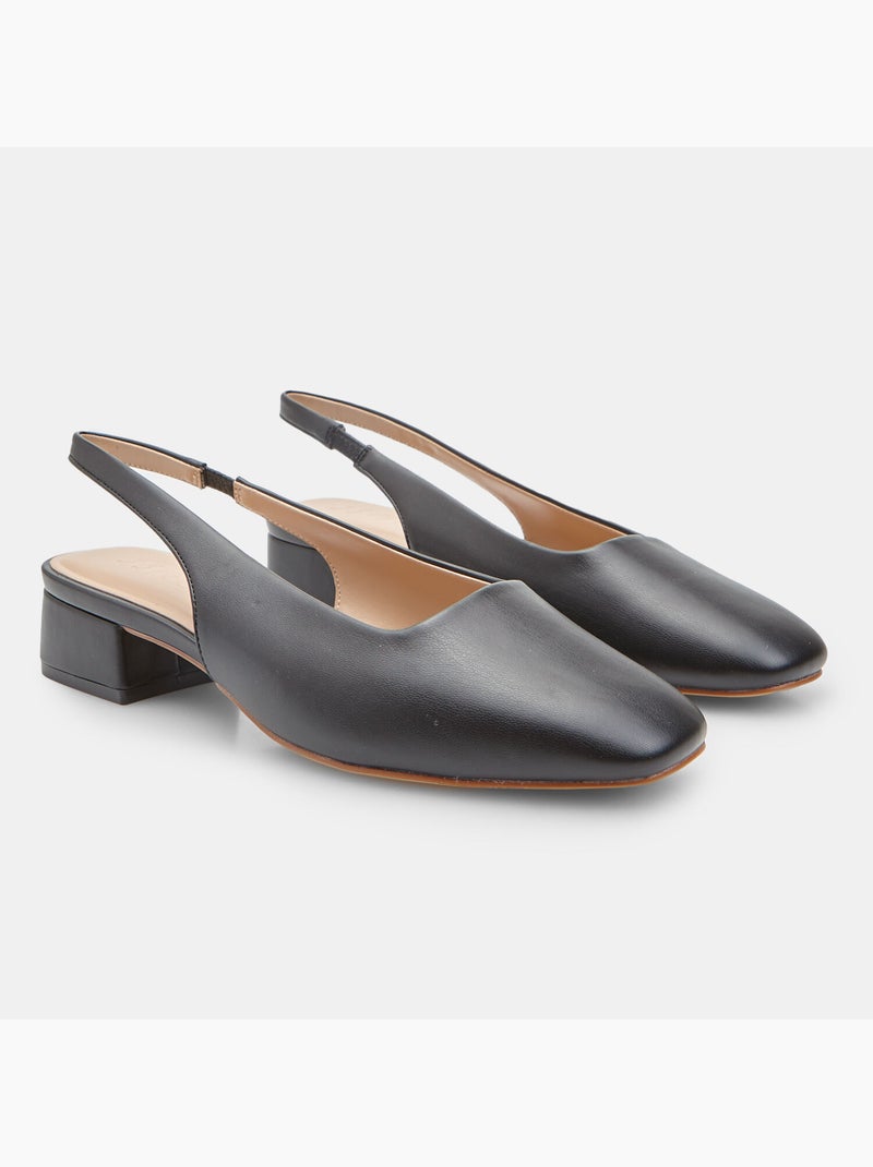 Escarpins slingback avec talon bloc Noir - Kiabi