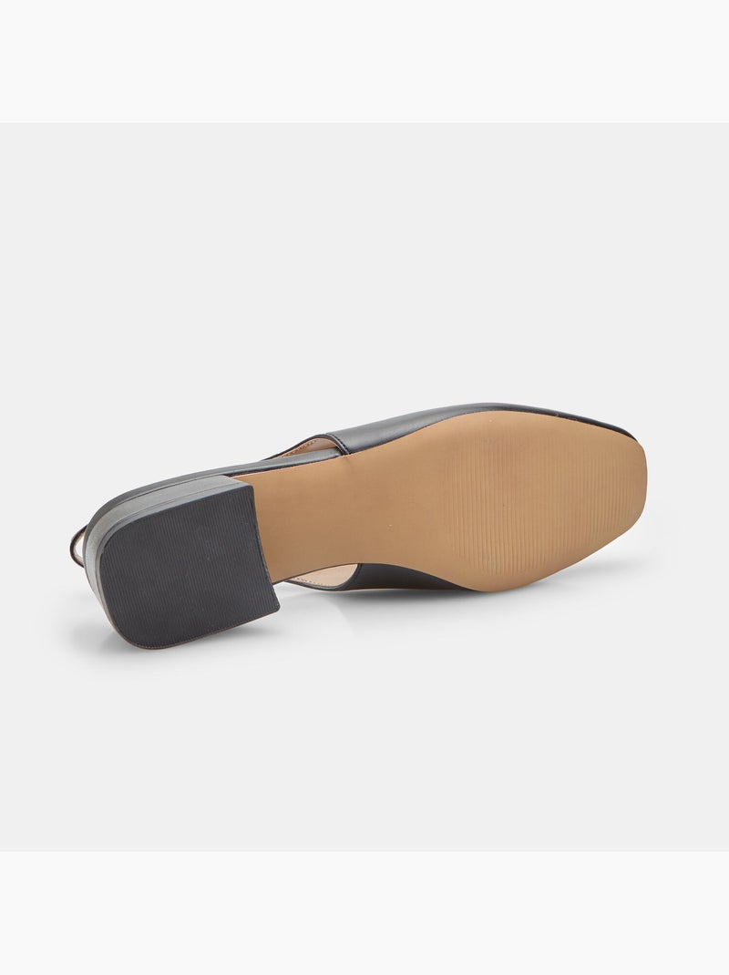 Escarpins slingback avec talon bloc Noir - Kiabi