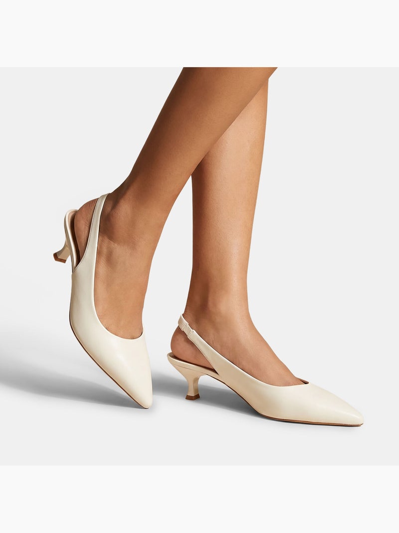 Escarpins slingback avec talon moyen Blanc - Kiabi