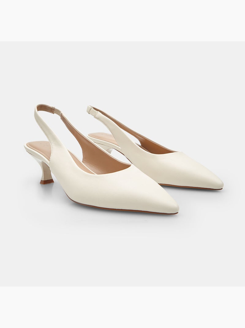 Escarpins slingback avec talon moyen Blanc - Kiabi