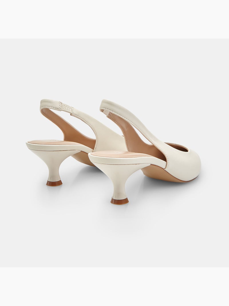 Escarpins slingback avec talon moyen Blanc - Kiabi