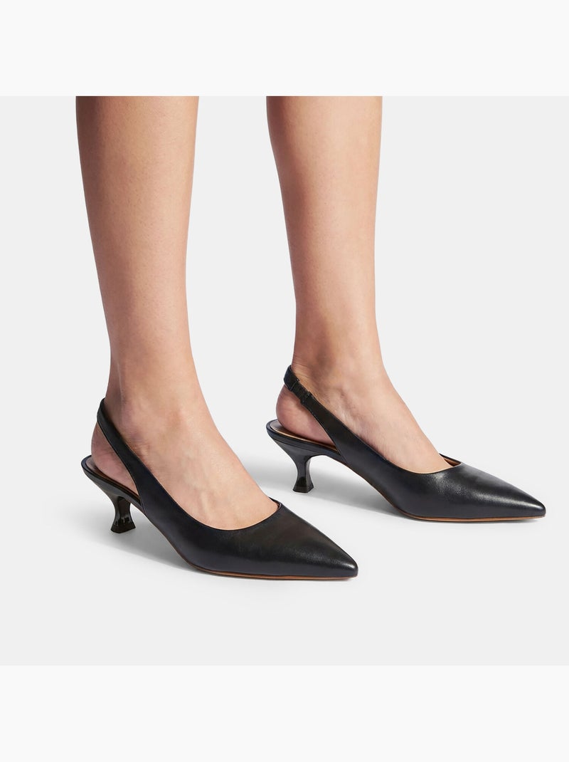 Escarpins slingback avec talon moyen Noir - Kiabi