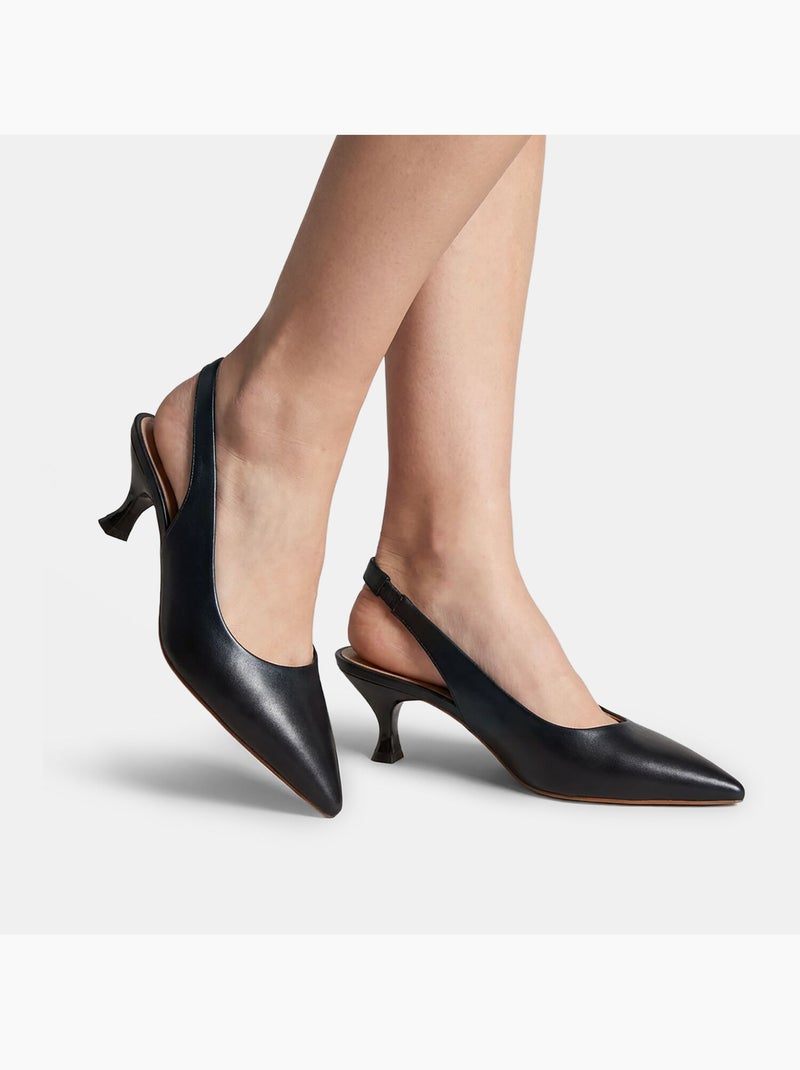 Escarpins slingback avec talon moyen Noir - Kiabi