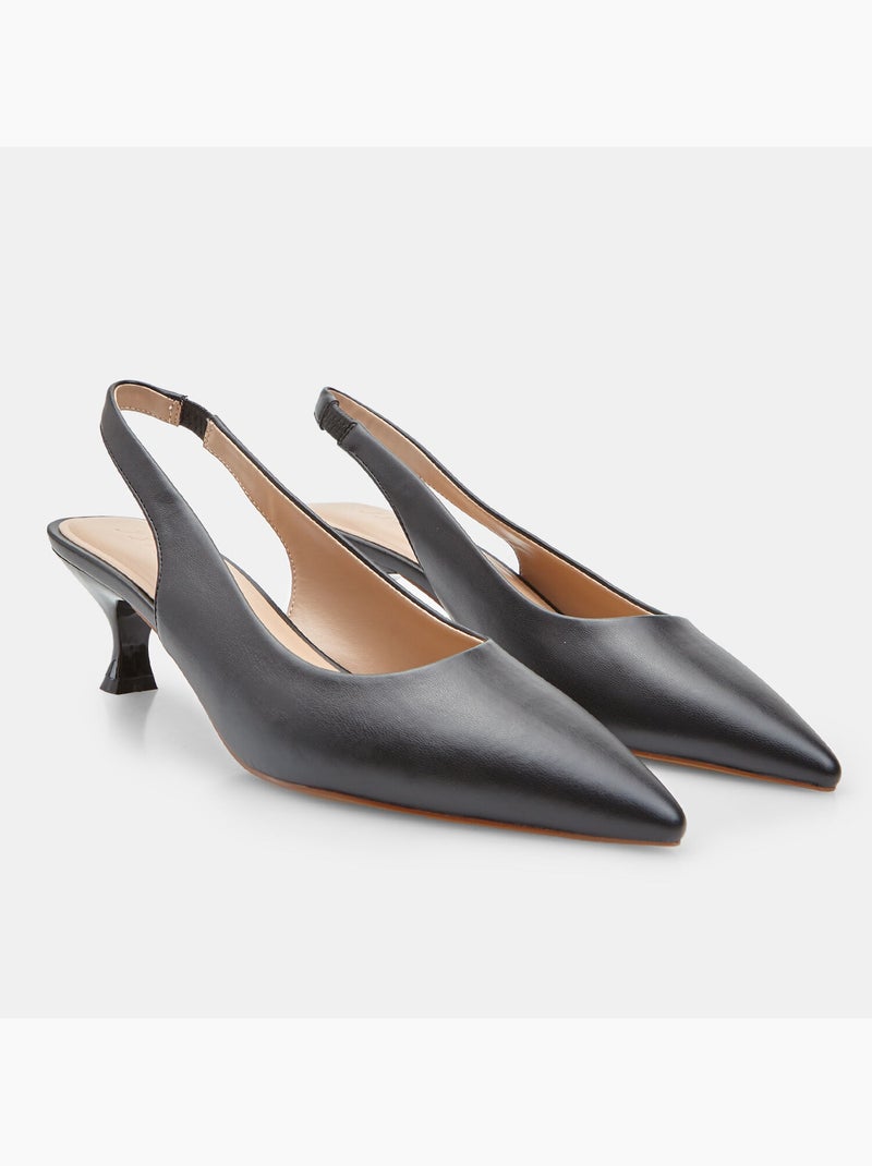 Escarpins slingback avec talon moyen Noir - Kiabi