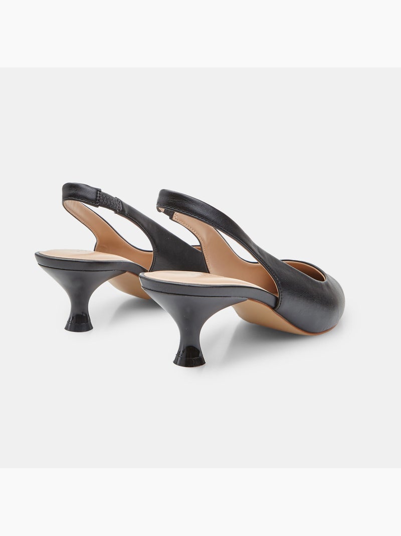 Escarpins slingback avec talon moyen Noir - Kiabi