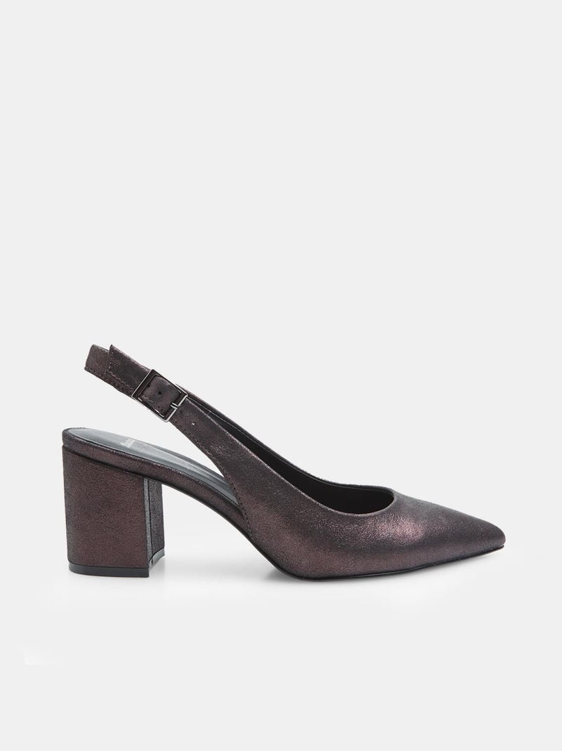Escarpins Slingback en cuir BATA Marron - Kiabi