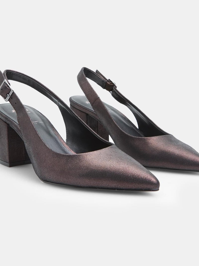 Escarpins Slingback en cuir BATA Marron - Kiabi