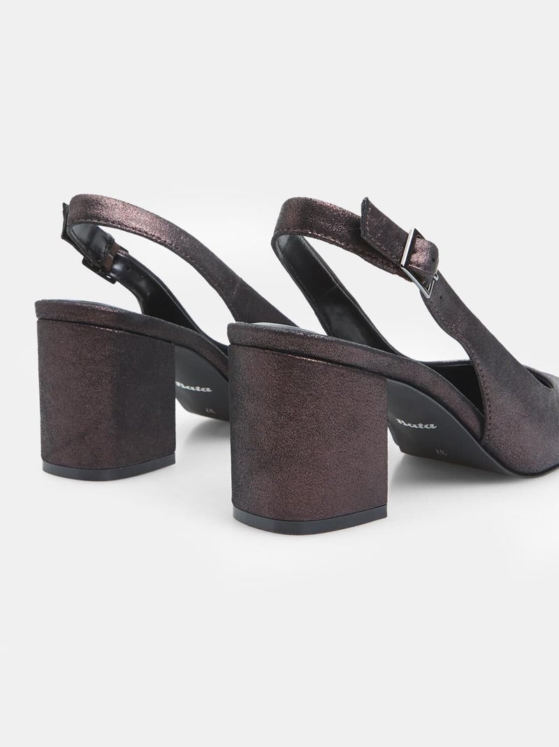Escarpins Slingback en cuir BATA Marron - Kiabi