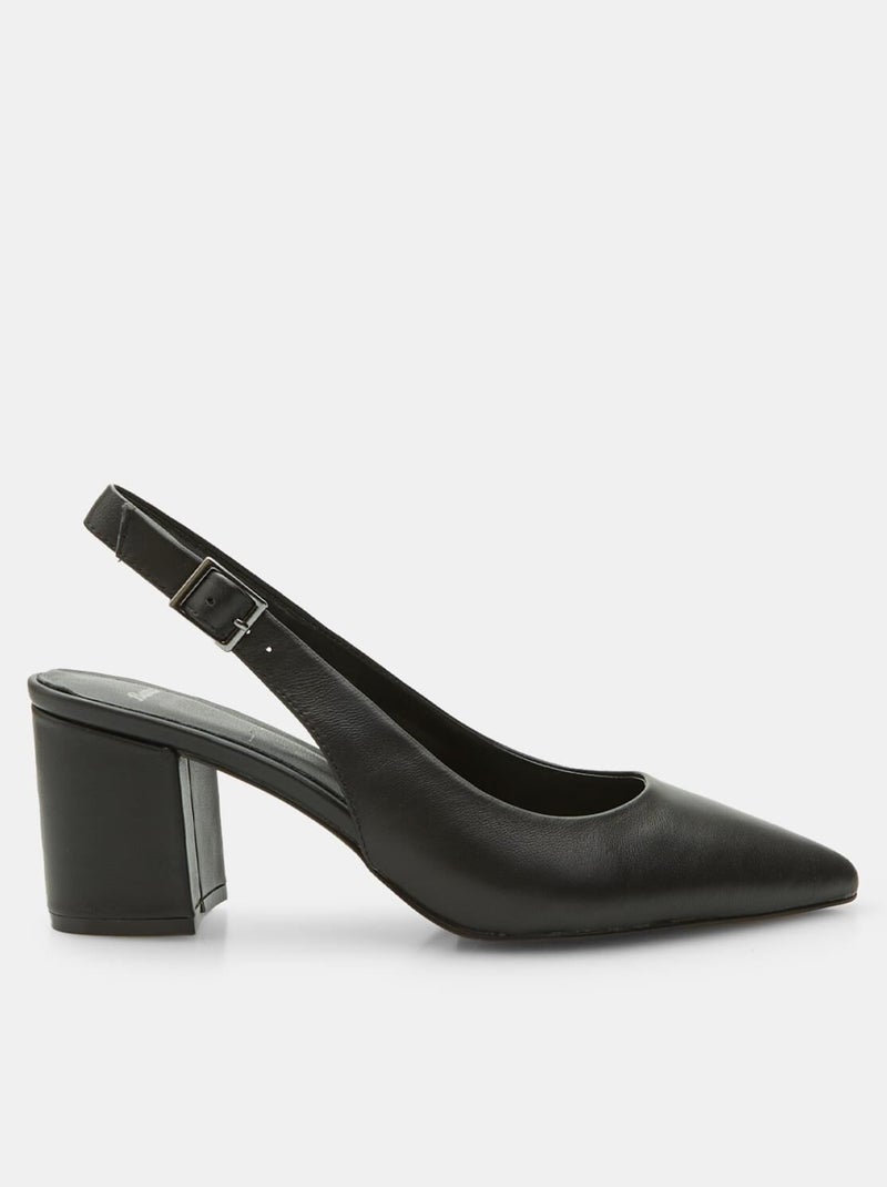 Escarpins Slingback en cuir BATA Noir - Kiabi