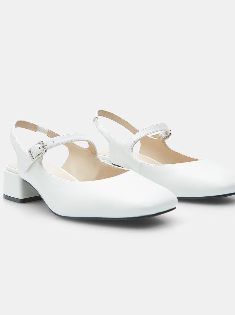Escarpins slingback en cuir pour femme BATA Blanc - Kiabi