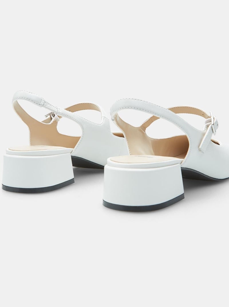 Escarpins slingback en cuir pour femme BATA Blanc - Kiabi
