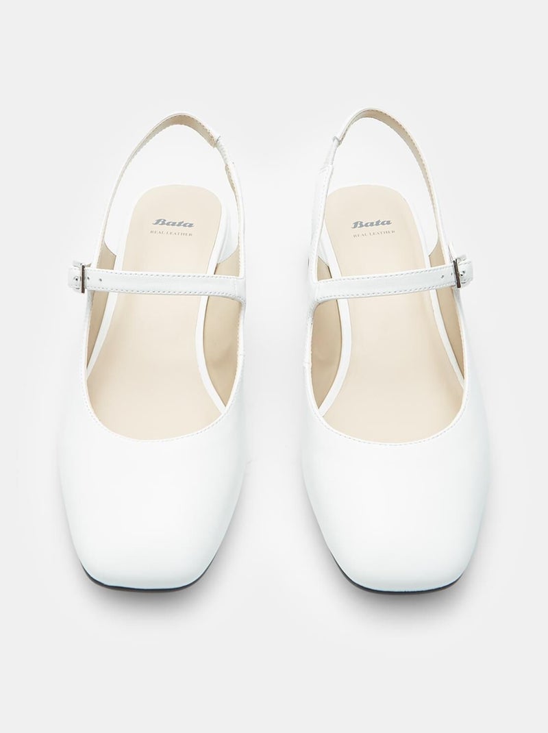 Escarpins slingback en cuir pour femme BATA Blanc - Kiabi