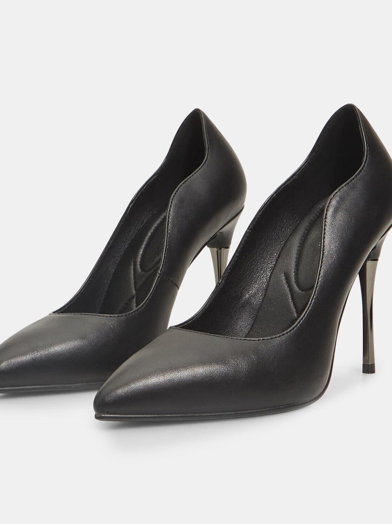 Escarpins wave avec talon aiguille argenté bata Noir - Kiabi
