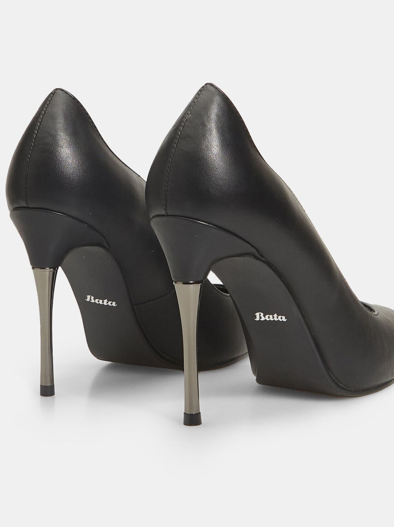 Escarpins wave avec talon aiguille argenté bata Noir - Kiabi