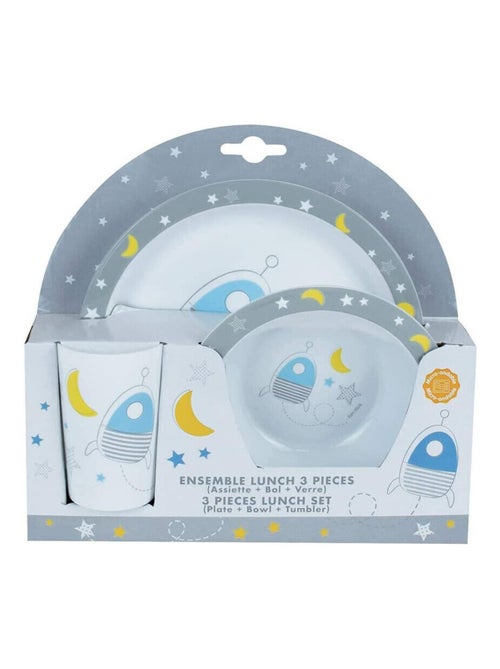 Espace ensemble repas incluant 1 verre 220 ml, 1 assiette et 1 bol micro-ondables pour enfant - Kiabi