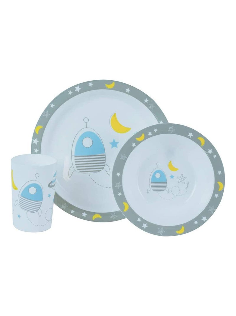 Espace ensemble repas incluant 1 verre 220 ml, 1 assiette et 1 bol micro-ondables pour enfant Multicolore - Kiabi
