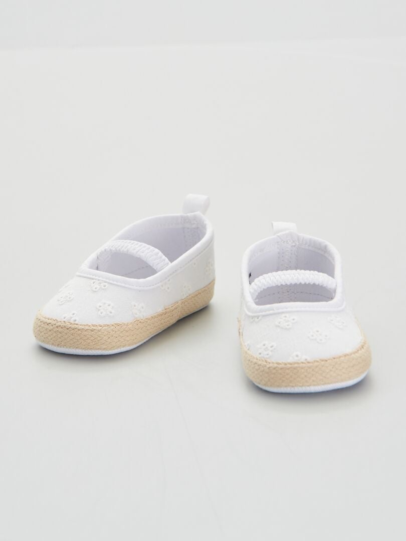 Espadrille avec broderie anglaise blanc - Kiabi