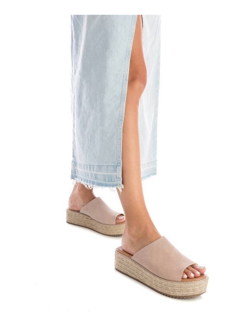 Espadrilles à plateforme pour femme en cuir Beige - Kiabi