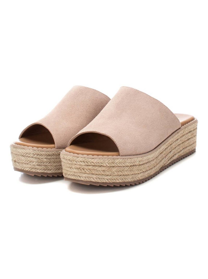 Espadrilles à plateforme pour femme en cuir Beige - Kiabi