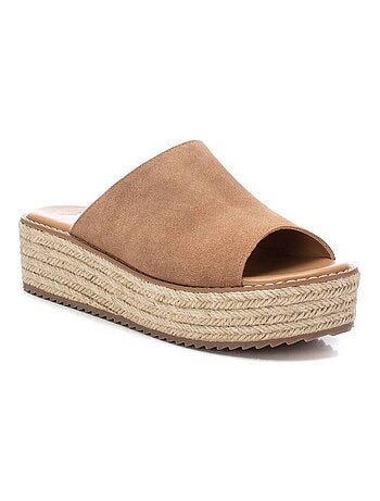 Espadrilles à plateforme pour femme en cuir