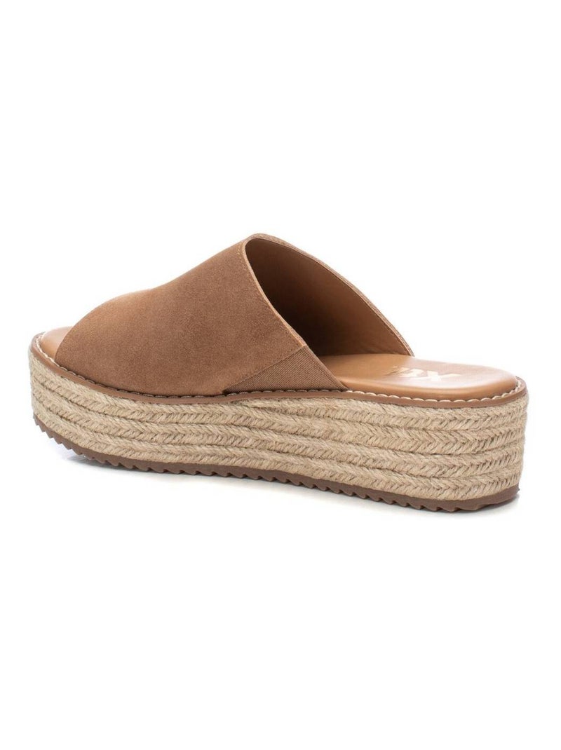 Espadrilles à plateforme pour femme en cuir Camel - Kiabi