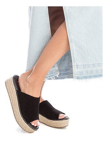 Espadrilles à plateforme pour femme en cuir