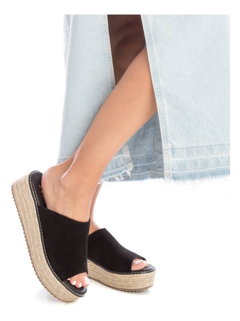 Espadrilles à plateforme pour femme en cuir Noir - Kiabi